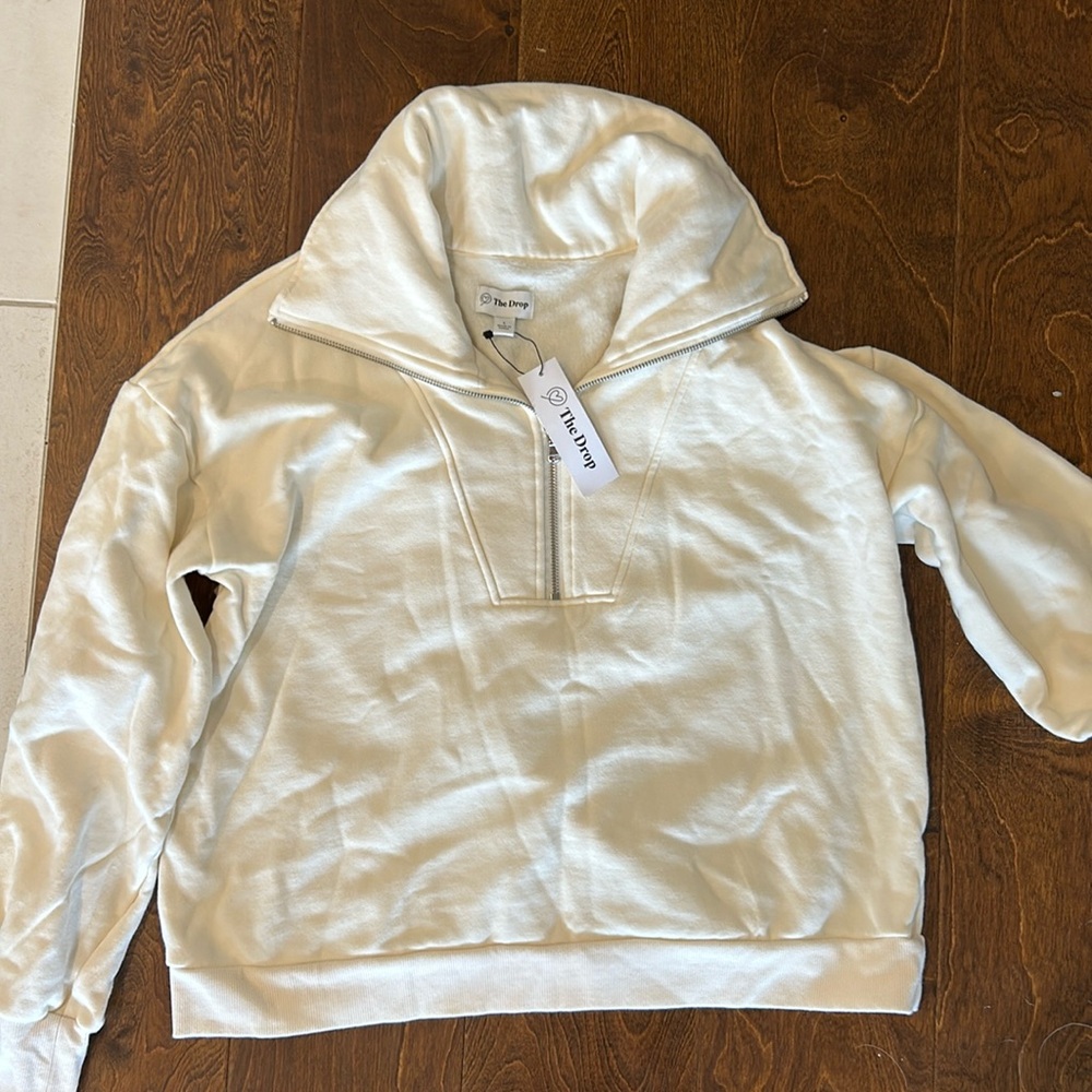 “The Drop” Hayley whisper white quarter zip pullover